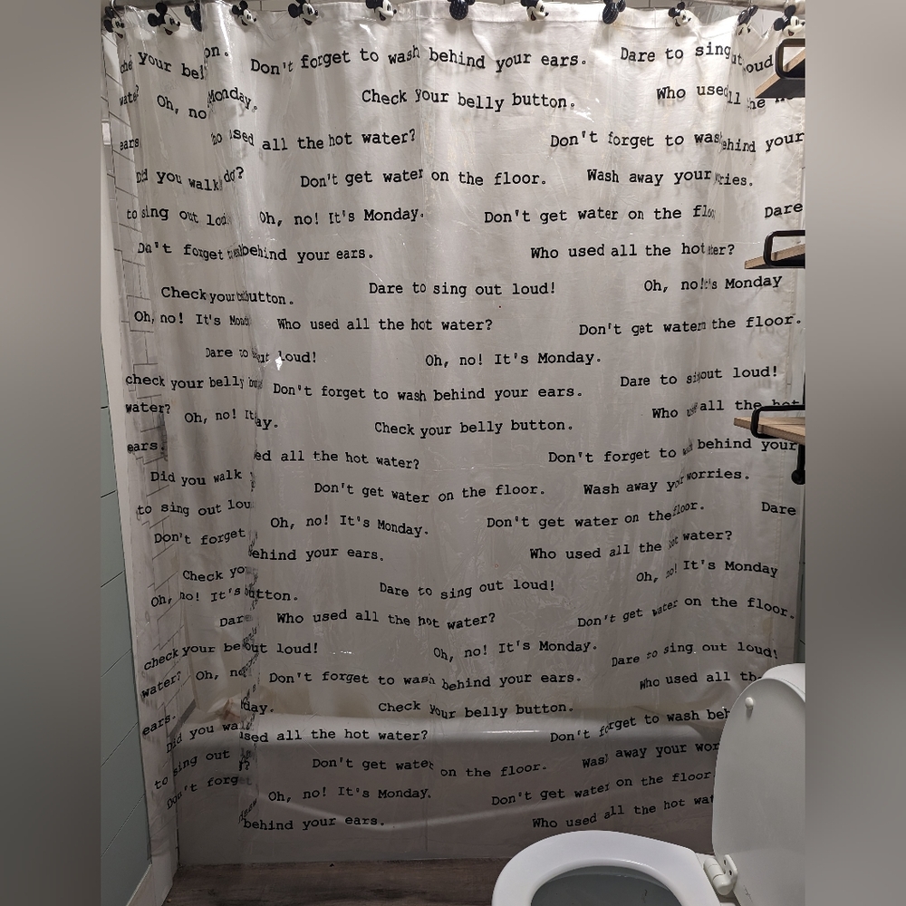 Pottery Barn Morning Sayings shower curtain